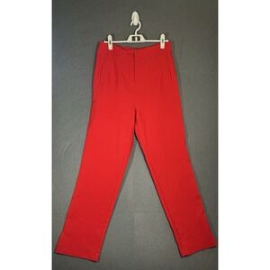OVI Red High Waist Dress Pants Women's L Slim Fit Straight Trousers